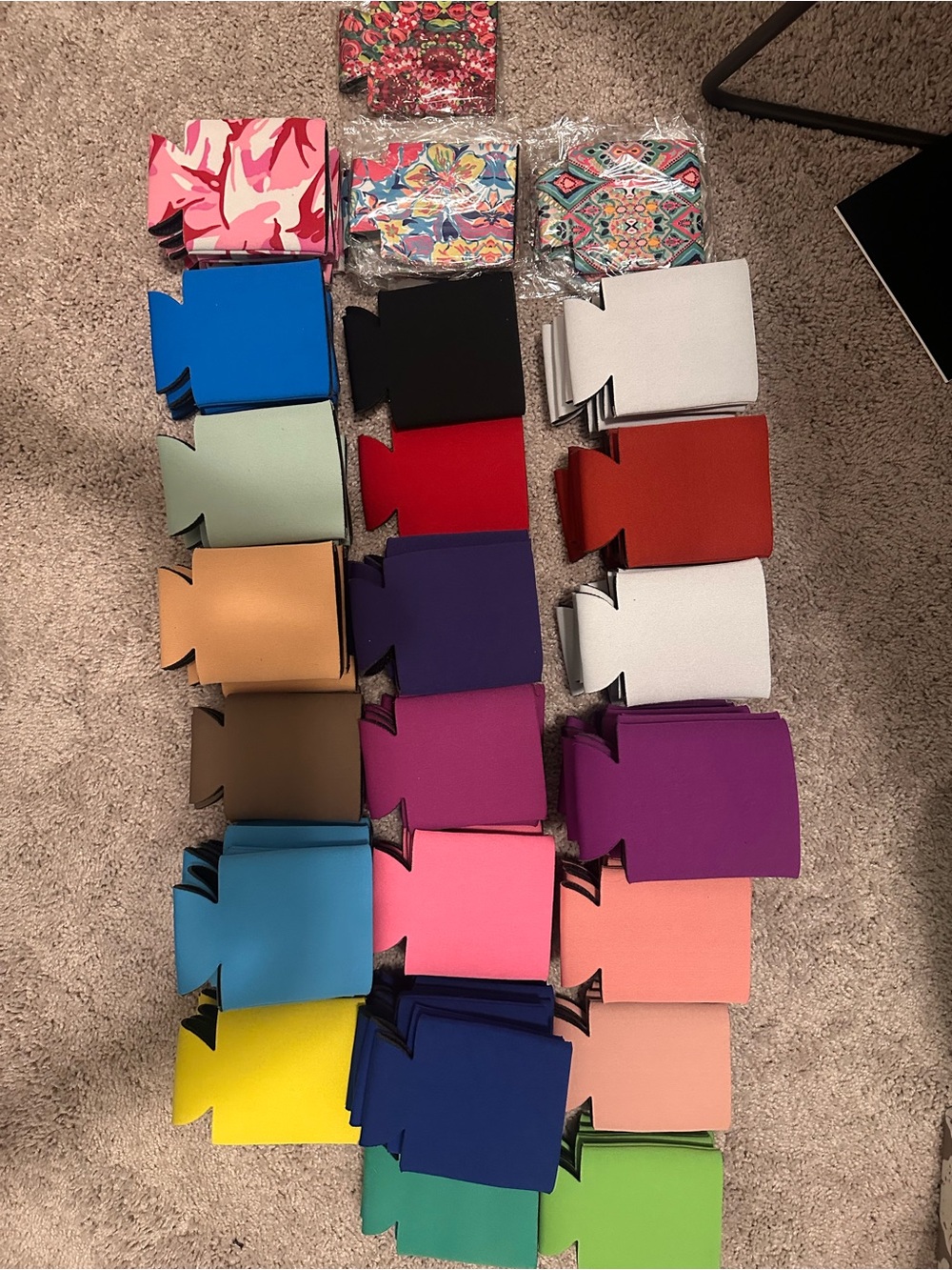 Assorted Lot of 12 Can Cooler Koozies - Multi Color Pack